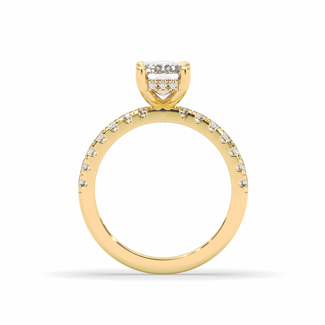 2.00CT Emerald Cut Hidden Halo Pave Setting Diamond Engagement Ring -18K Yellow - DG & Co. Jewellery