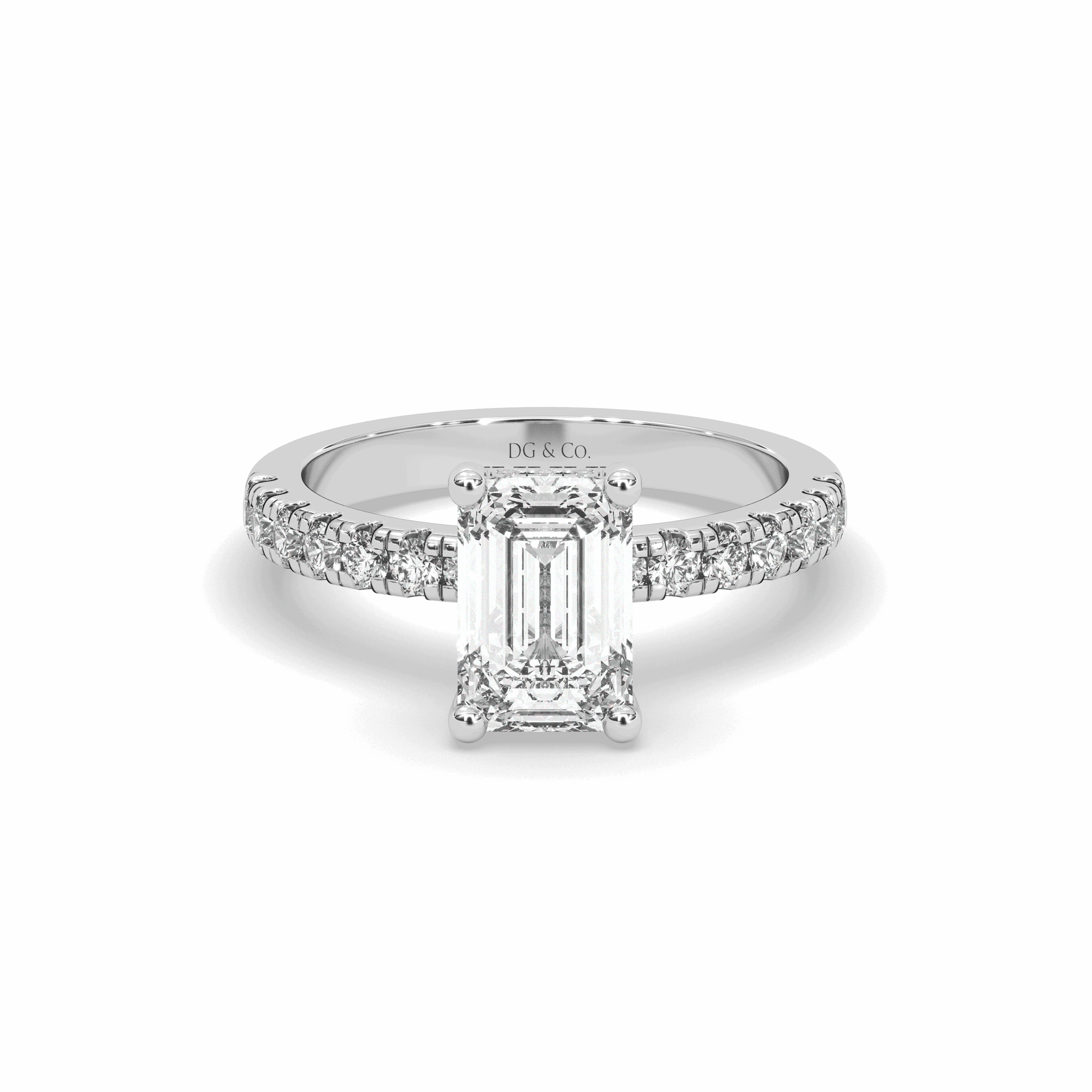 3.00CT Emerald Cut Hidden Halo Pave Setting Diamond Engagement Ring - Platinum - DG & Co. Jewellery