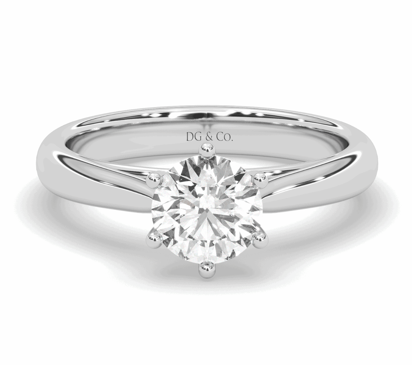 1.00CT IGI Certified Lab Grown Solitaire Diamond Engagement Ring 6 Claw Setting with Tapered Band in 18K White Gold - DG & Co. Jewellery