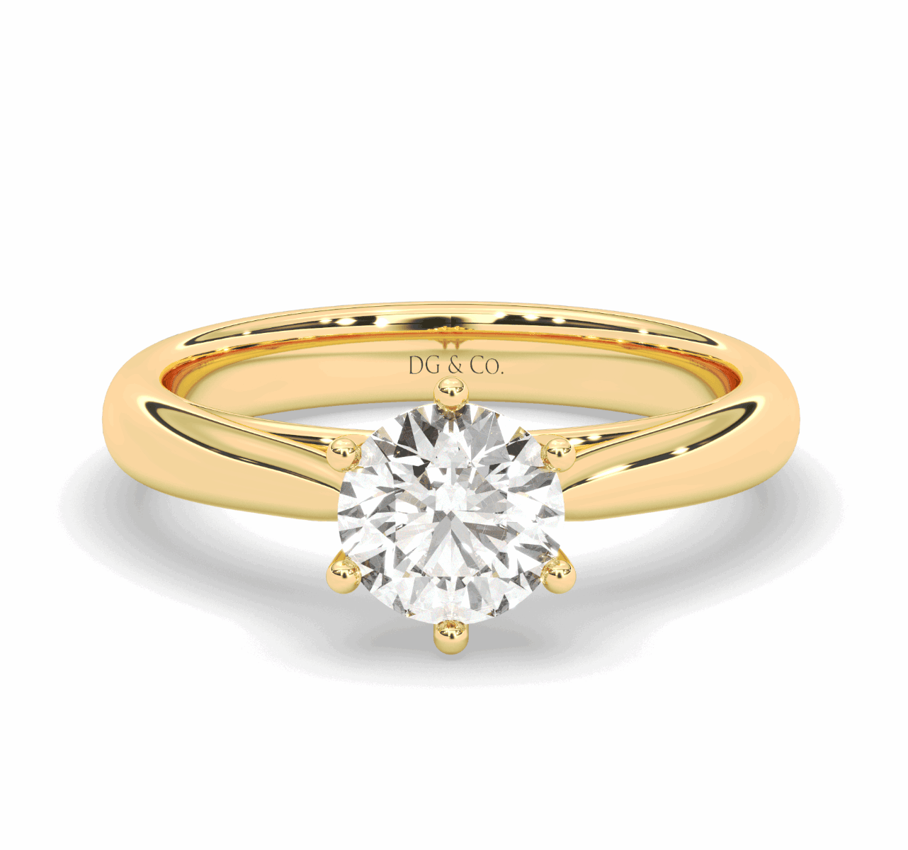 1.00CT IGI Certified Lab Grown Solitaire Diamond Engagement Ring 6 Claw Setting with Tapered Band in 18K Yellow Gold - DG & Co. Jewellery