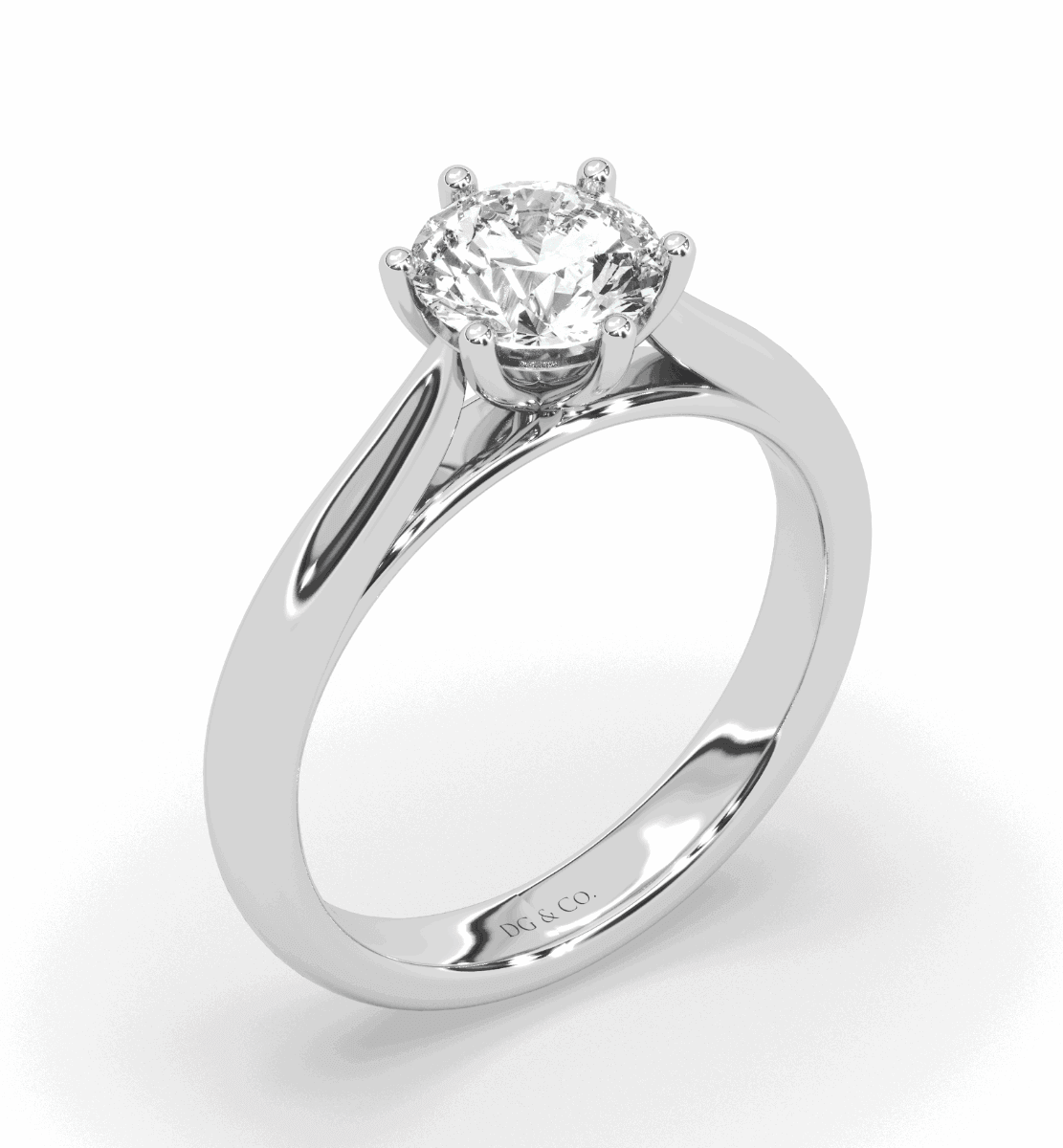 1.00CT IGI Certified Lab Grown Solitaire Diamond Engagement Ring 6 Claw Setting with Tapered Band in 18K White Gold - DG & Co. Jewellery