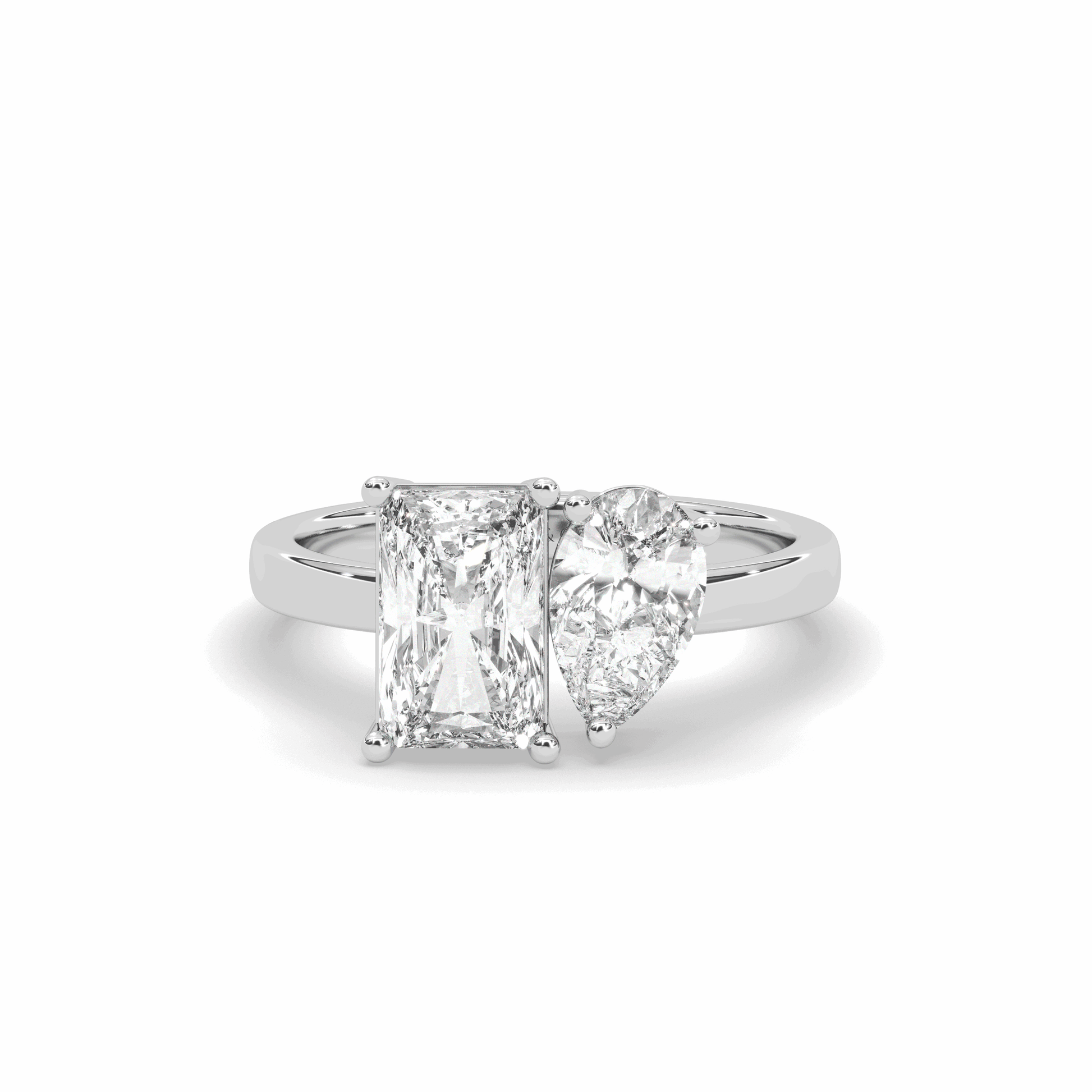 3.00CT Lab Grown Radiant Pear Cut Toi Et Moi Diamond Engagement Ring - Platinum - DG & Co. Jewellery