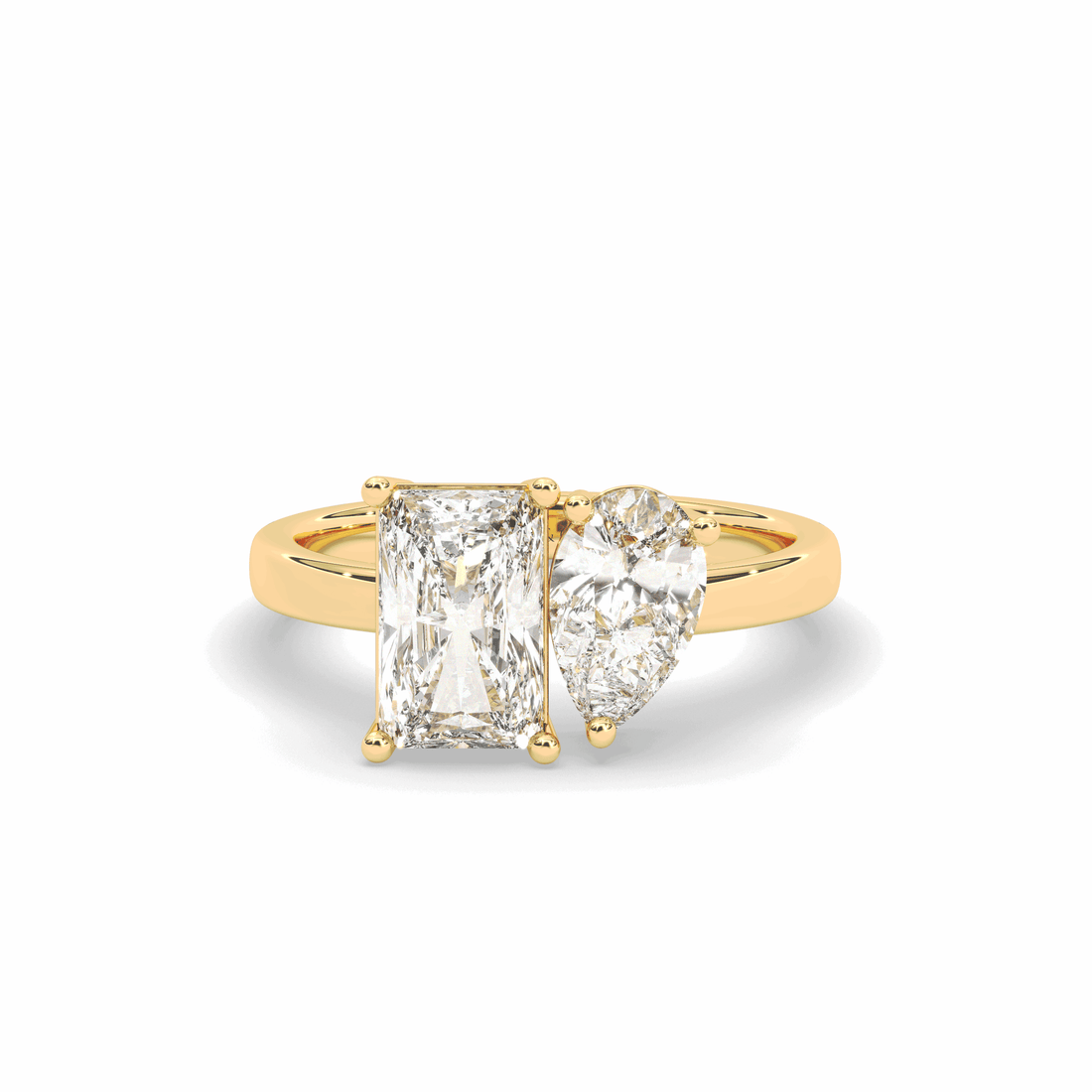 3.00CT Lab Grown Radiant Pear Cut Toi Et Moi Diamond Engagement Ring - 18K Yellow - DG & Co. Jewellery
