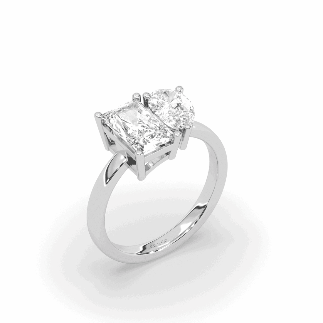 3.00CT Lab Grown Radiant Pear Cut Toi Et Moi Diamond Engagement Ring - Platinum - DG & Co. Jewellery