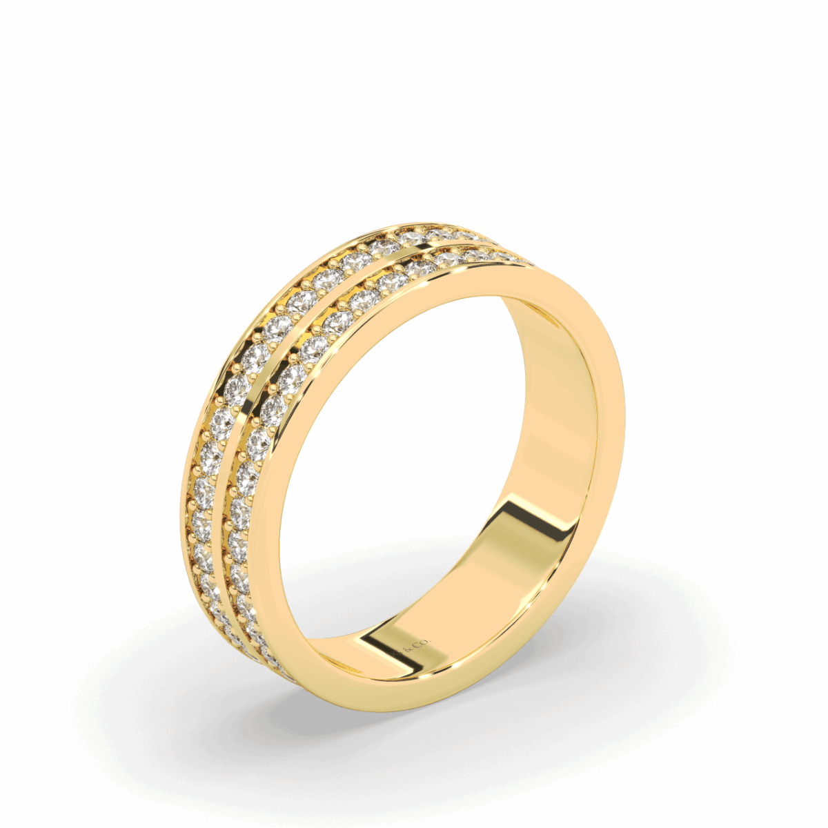 2.00CT Men's Diamond Wedding Band 2-Row Double Channel Share Claw Setting Ring - 18K Yellow - DG & Co. Jewellery