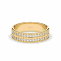 2.00CT Men's Diamond Wedding Band 2-Row Double Channel Share Claw Setting Ring - 18K Yellow - DG & Co. Jewellery