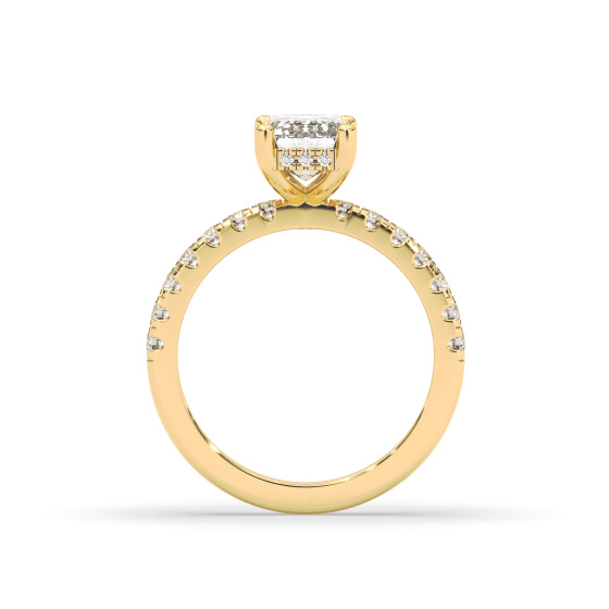 3.00CT Emerald Cut Hidden Halo Pave Setting Diamond Engagement Ring -18K Yellow - DG & Co. Jewellery