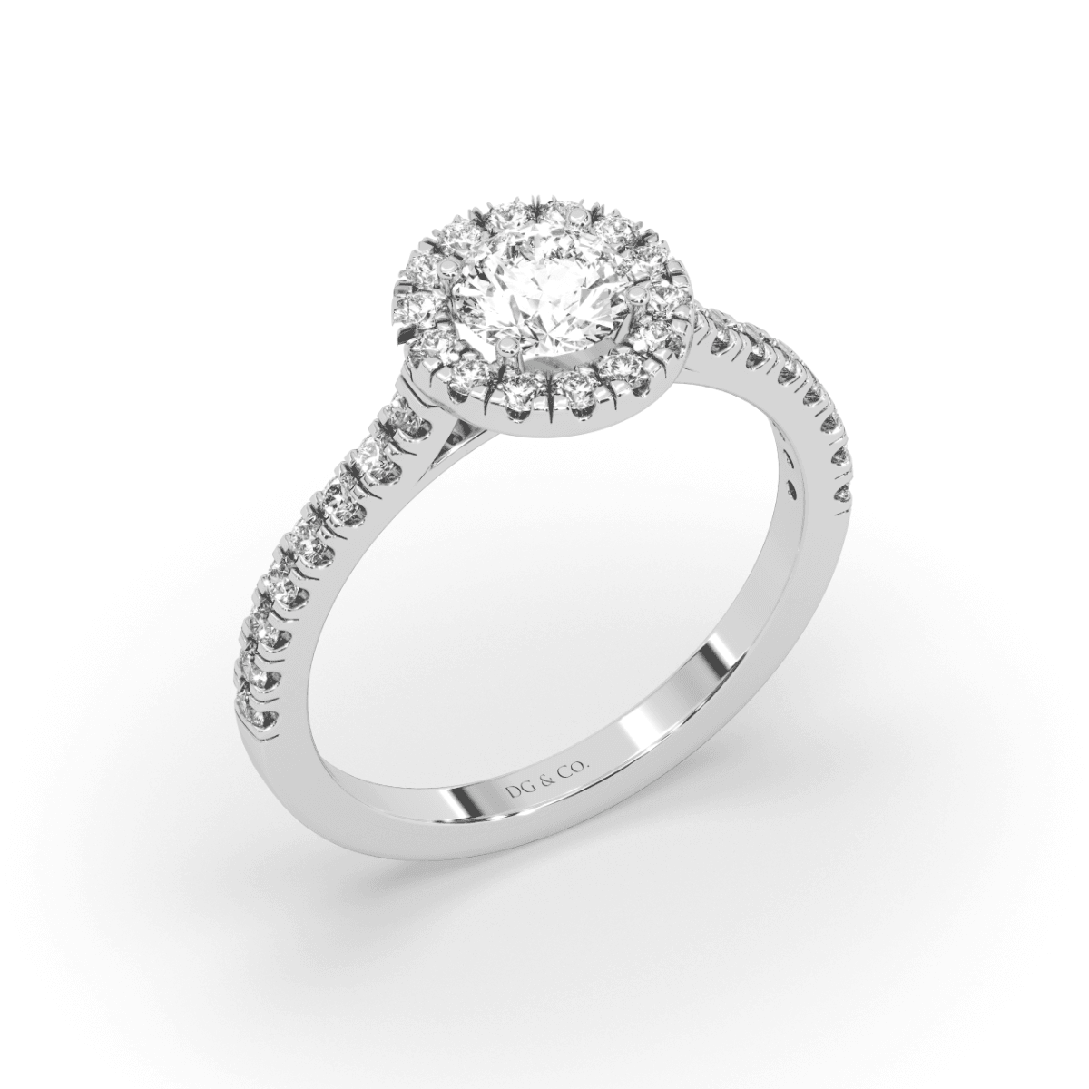 Halo Diamond Engagement Ring Pave Setting 0.50CT In 18 Karat White Gold - DG & Co. Jewellery