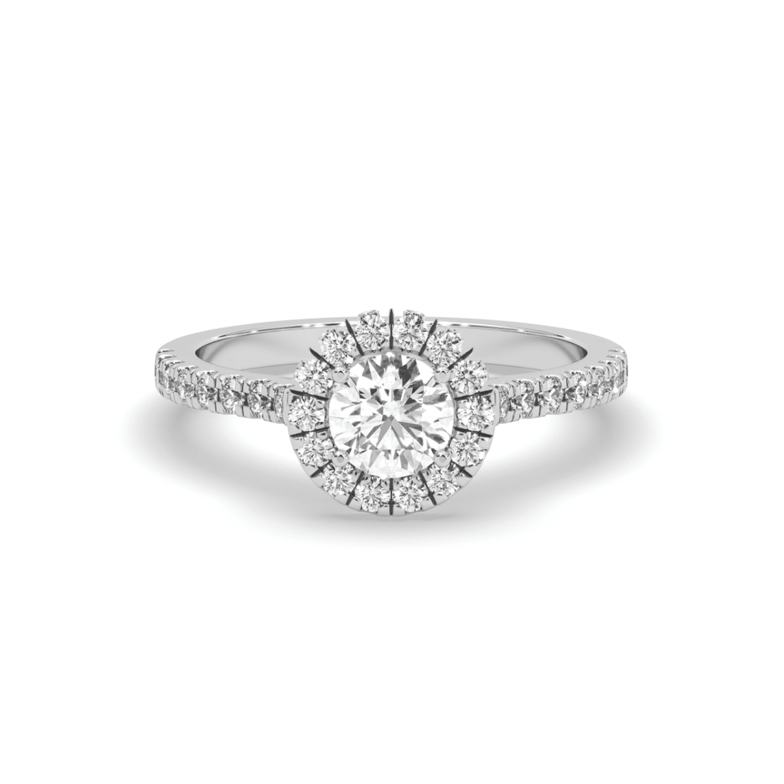 Halo Diamond Engagement Ring Pave Setting 0.50CT In 18 Karat White Gold - DG & Co. Jewellery
