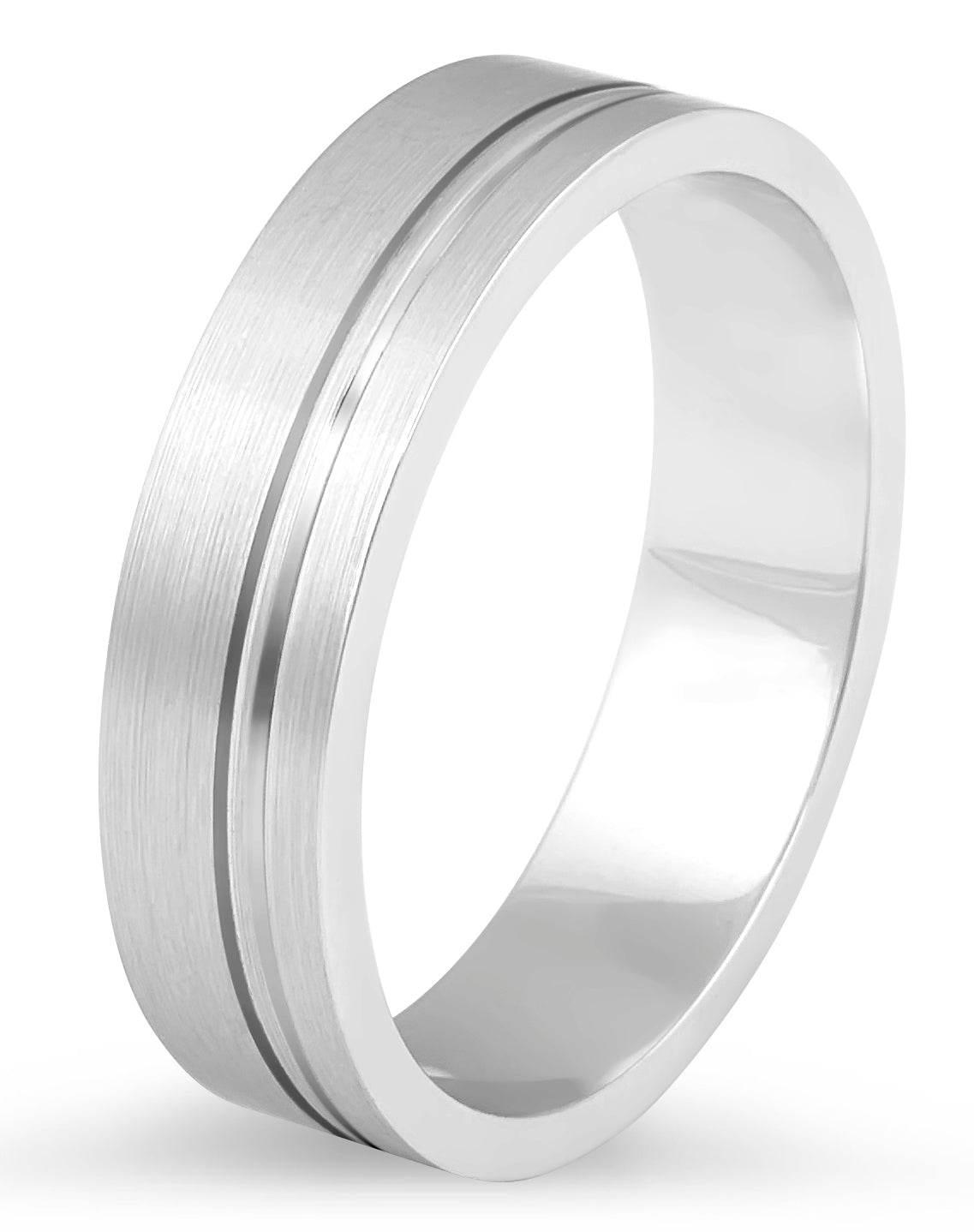 Gents Wedding Band 6.00MM with Inlay feature Set in 18K White Gold - DG & Co. Jewellery