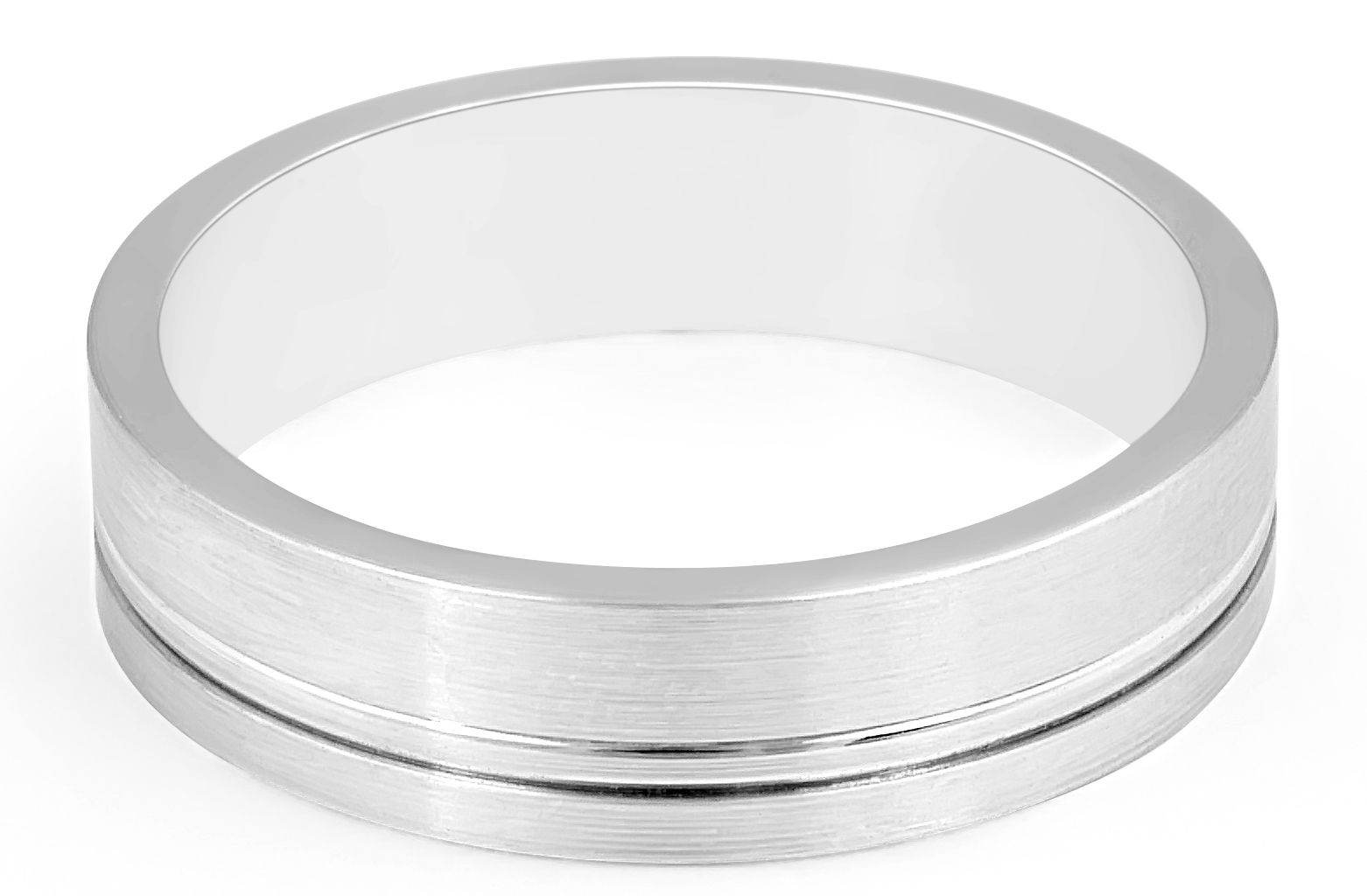 Gents Wedding Band 6.00MM with Inlay feature Set in 18K White Gold - DG & Co. Jewellery