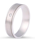Gents Brushed Inlay Diamond Wedding Ring with Burnished Set Diamond - DG & Co. Jewellery