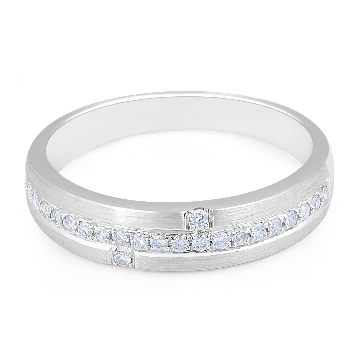 Women's Diamond Wedding Ring Pave Setting Brush Finish In 18K White Gold - DG & Co. Jewellery
