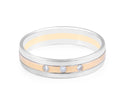 18 Karat Two Tone Ladies Modern Classic 3 Diamonds Wedding Band - DG & Co. Jewellery