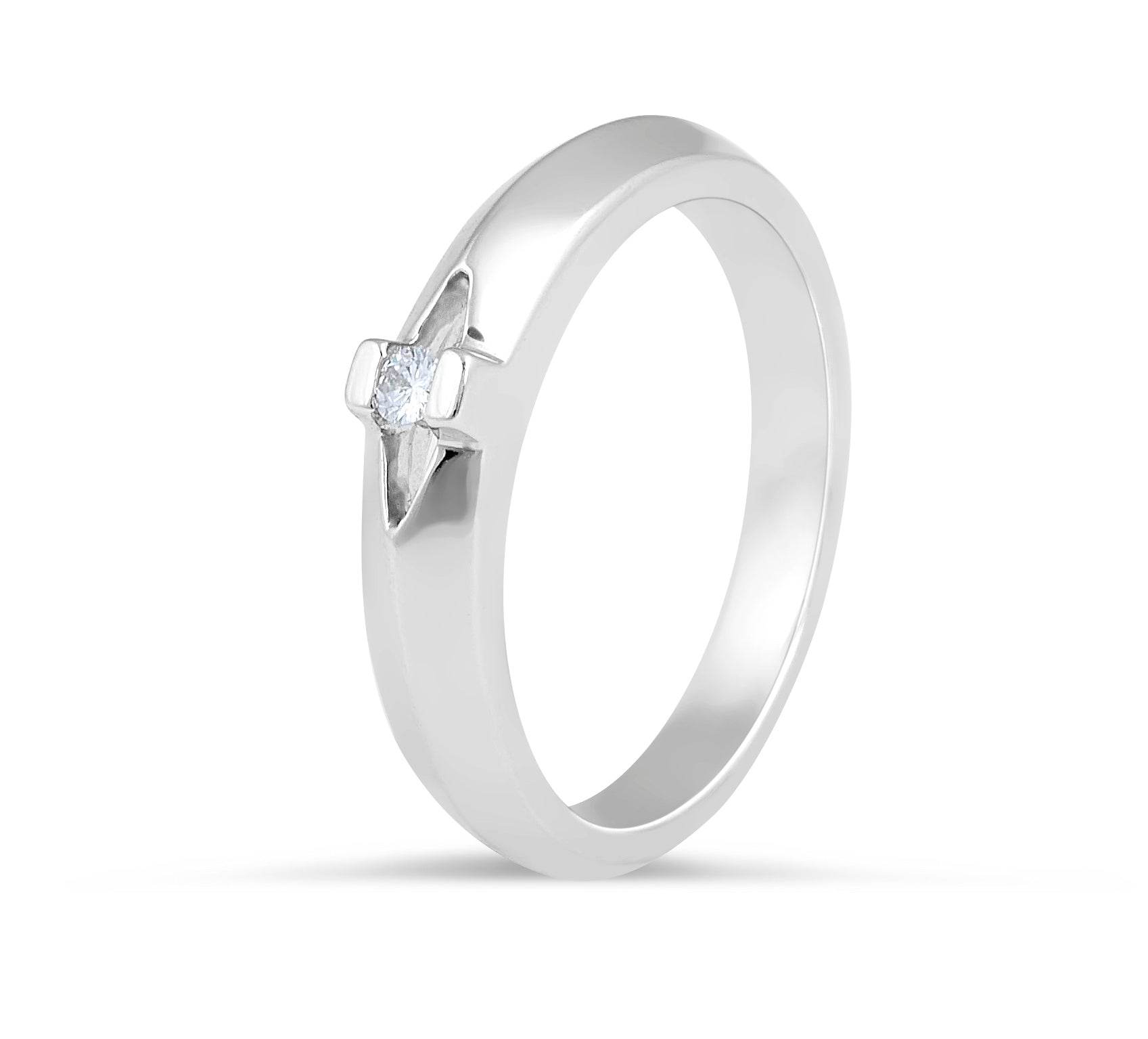 18 Karat White Gold Tension set, solitaire, knife edge, ladies diamond wedding band - DG & Co. Jewellery