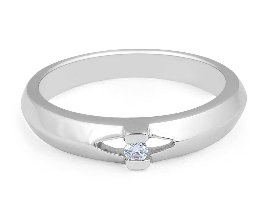 18 Karat White Gold Tension set, solitaire, knife edge, ladies diamond wedding band - DG & Co. Jewellery