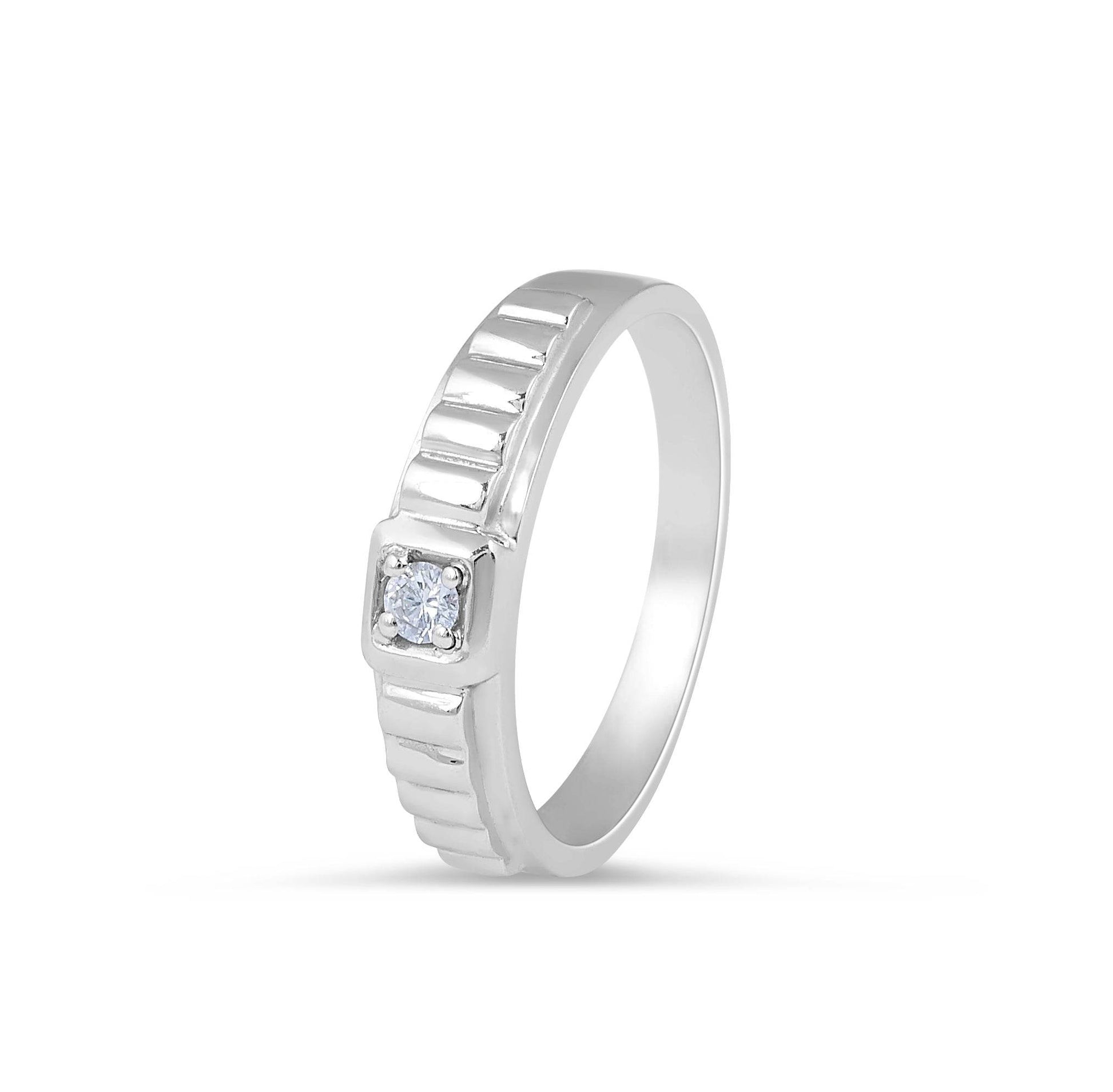 18 Karat White Gold solitaire Gents diamond wedding band - DG & Co. Jewellery