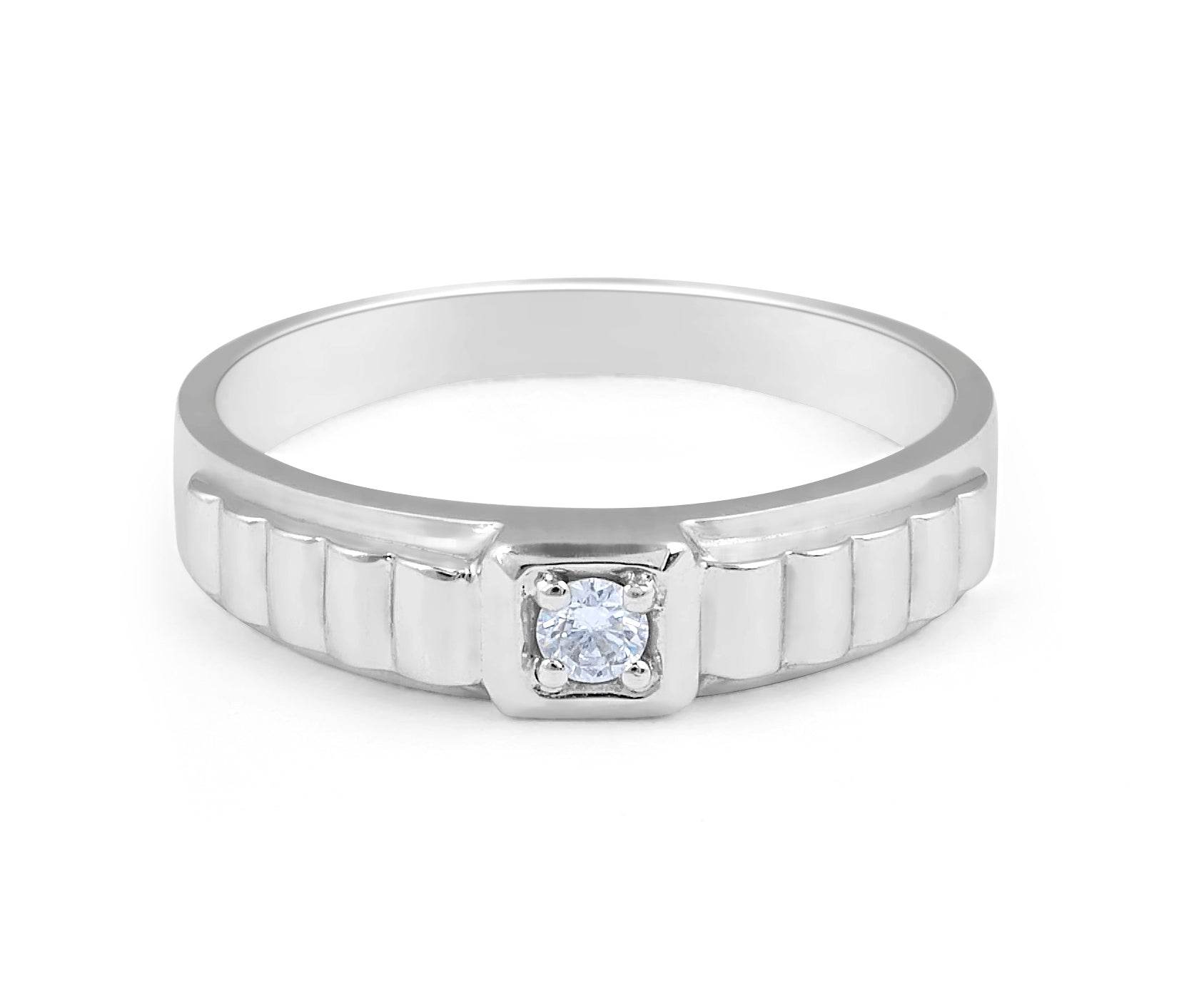 18 Karat White Gold solitaire Gents diamond wedding band - DG & Co. Jewellery