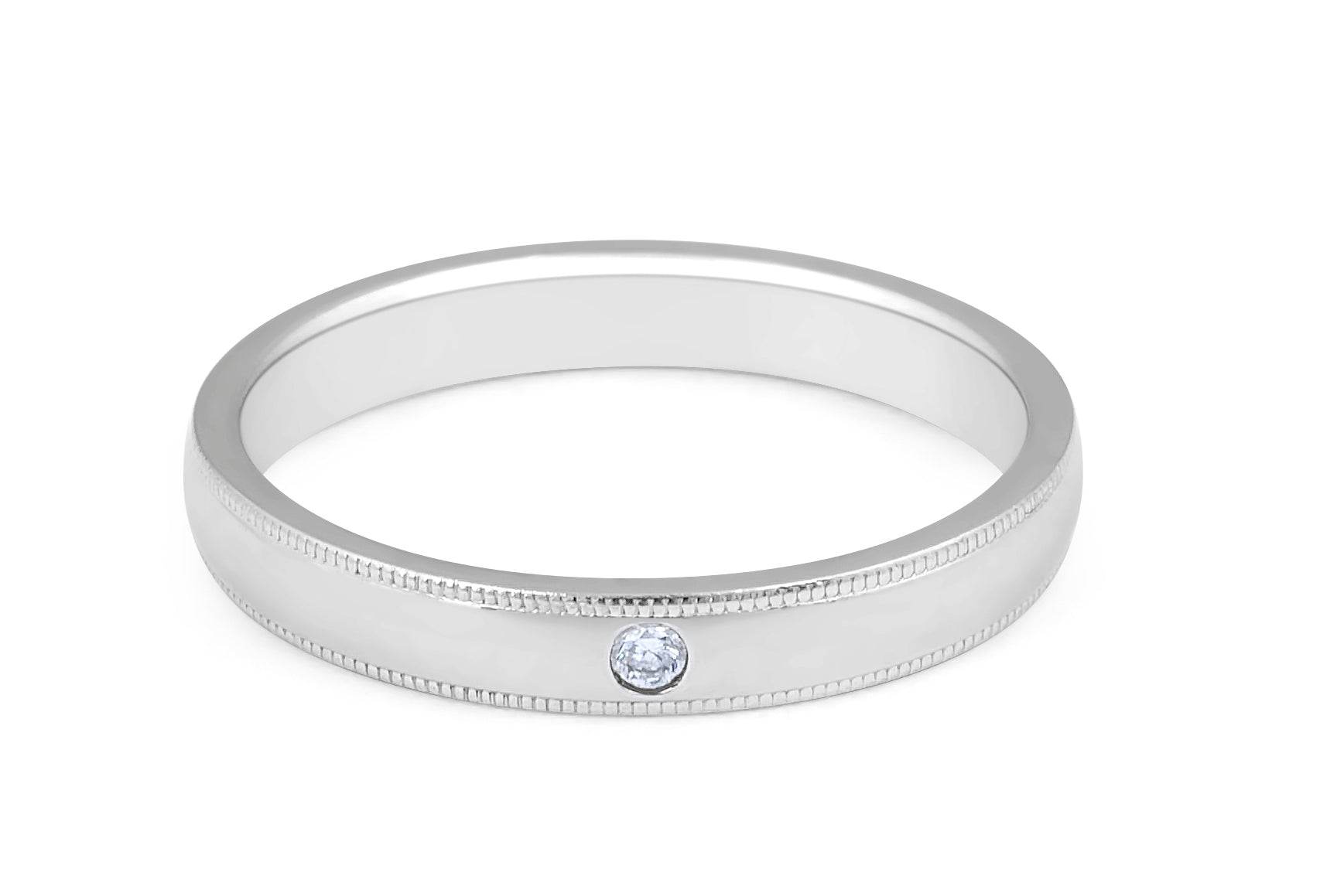 Platinum Solitaire Grain Edge Ladies Diamond Wedding Band - DG & Co. Jewellery