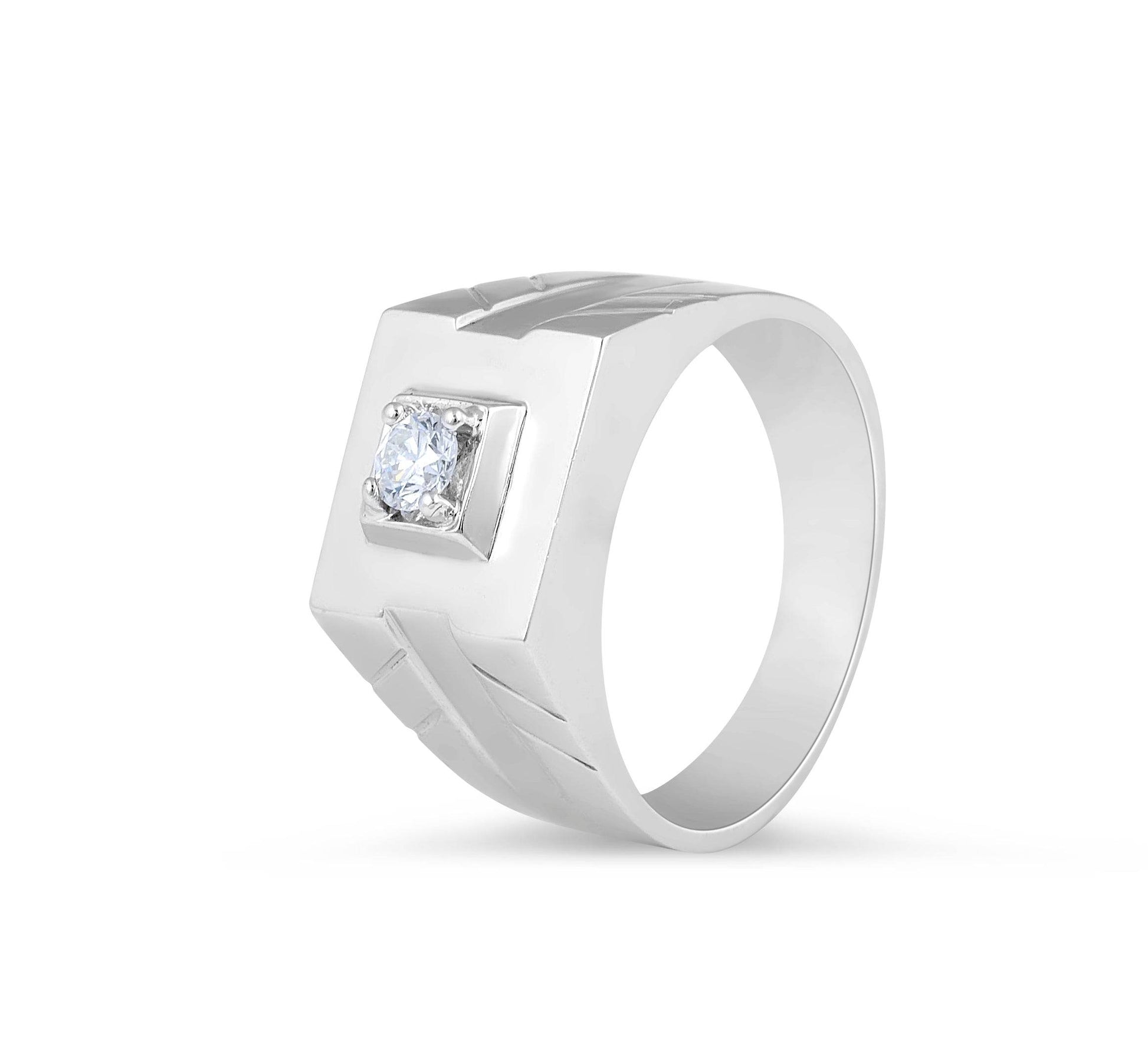 Solitaire Gent's Diamond wedding band 4 Claw Setting In 18 Karat White Gold - DG & Co. Jewellery