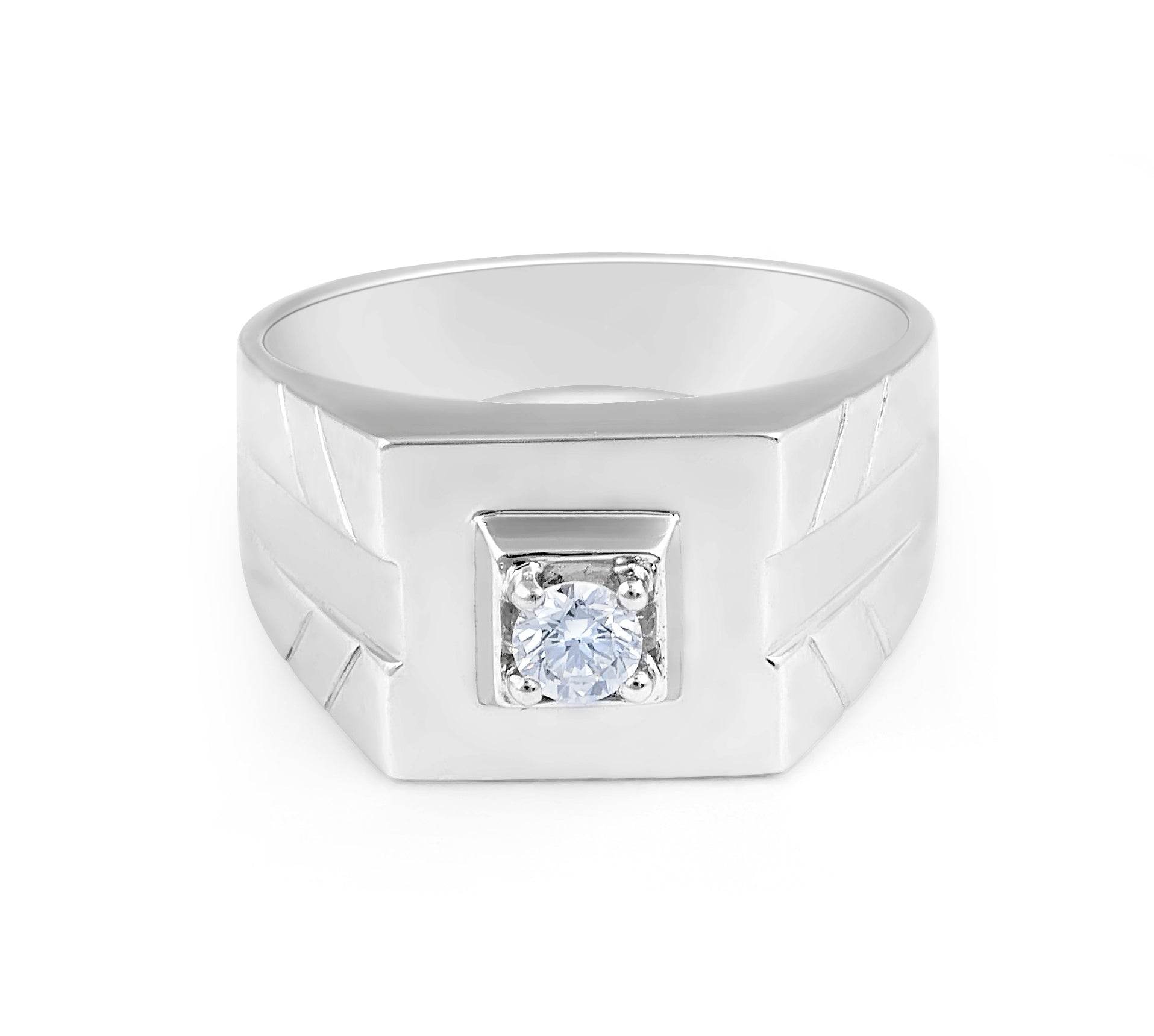 Solitaire Gent's Diamond wedding band 4 Claw Setting In 18 Karat White Gold - DG & Co. Jewellery
