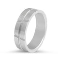 Gents Wedding Band with Polished Inlays in 9K White Gold - DG & Co. Jewellery