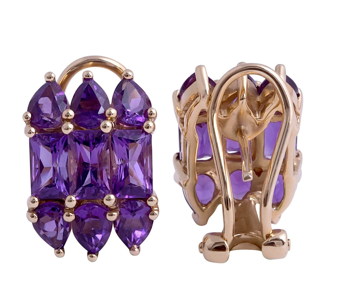 Amethyst Earrings in 14 Karat Yellow Gold - DG & Co. Jewellery