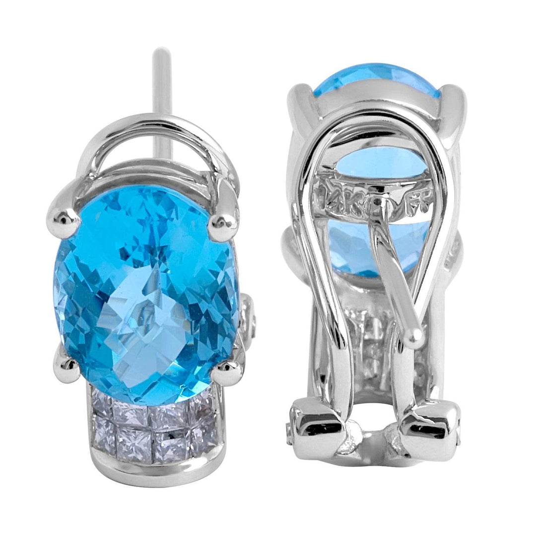 Blue Topaz and Diamond Earrings in 14 Karat White Gold - DG & Co. Jewellery