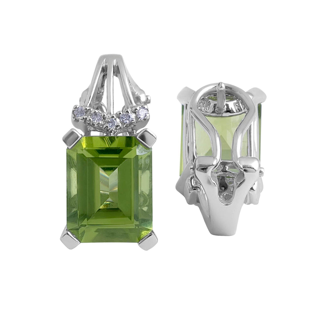 Peridot and Diamond Earrings in 14 Karat White Gold - DG & Co. Jewellery
