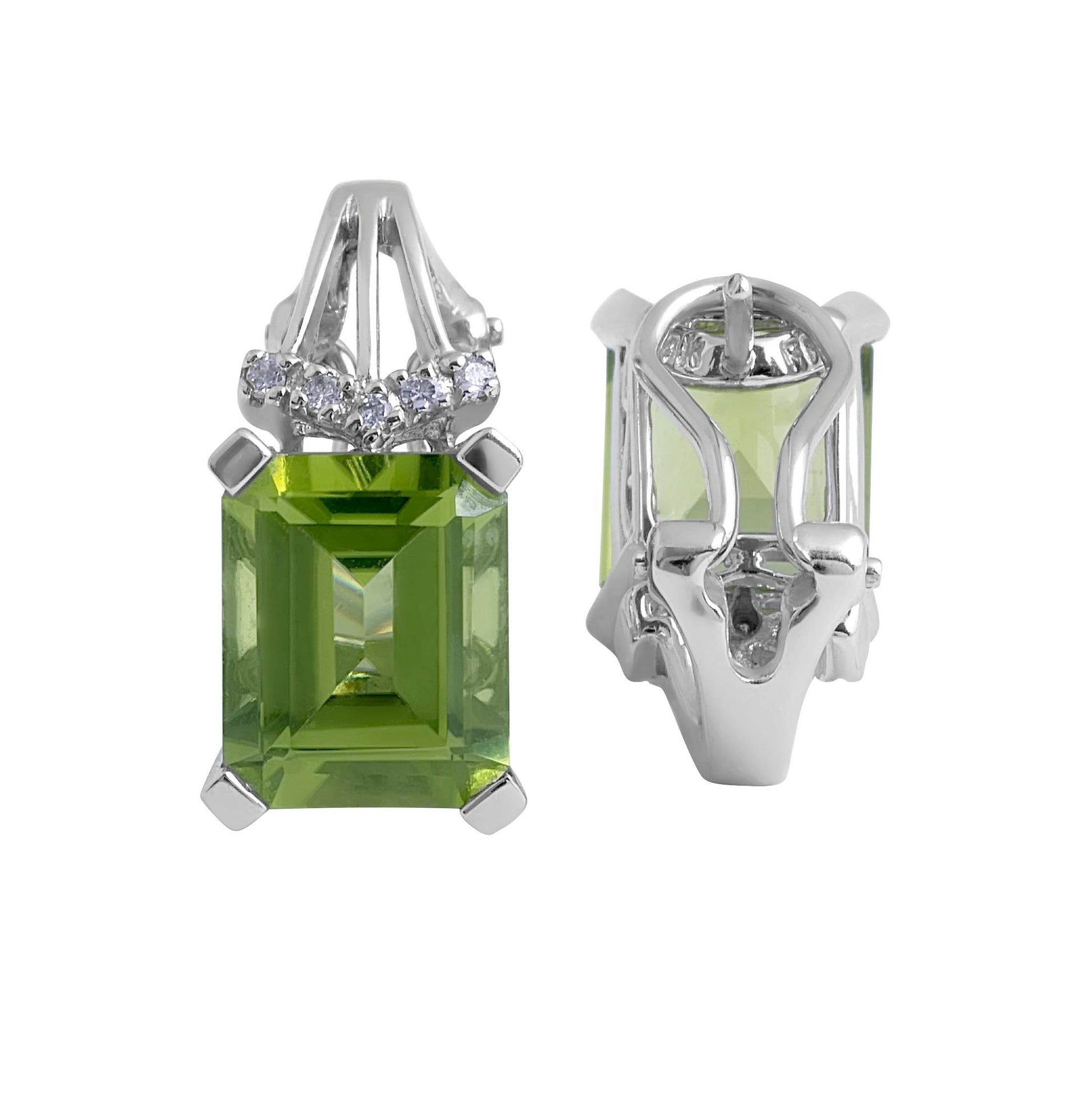 Peridot and Diamond Earrings in 14 Karat White Gold - DG & Co. Jewellery