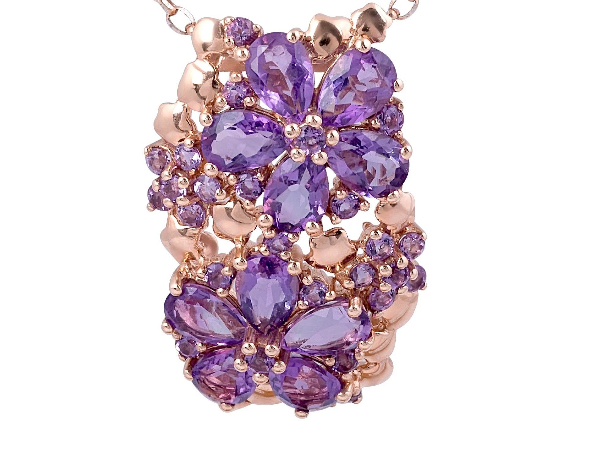 Flower Amethyst Pendant in 14 Karat Rose Gold - DG & Co. Jewellery