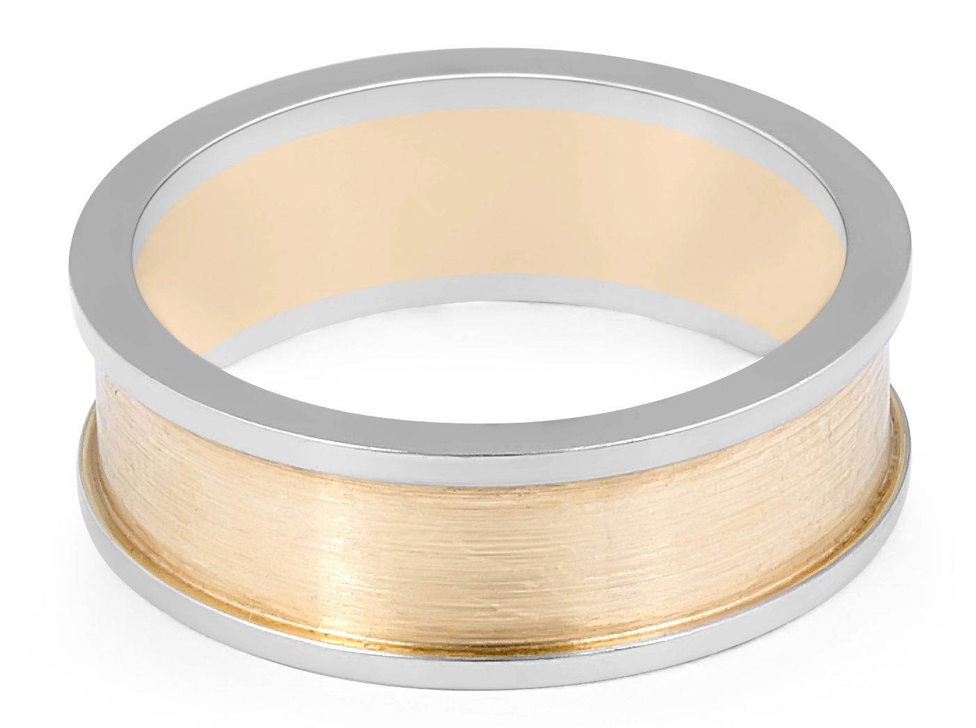 18 Karat 2 tone White and Rose Gold Gents Wedding Band with Emery Finish - DG & Co. Jewellery