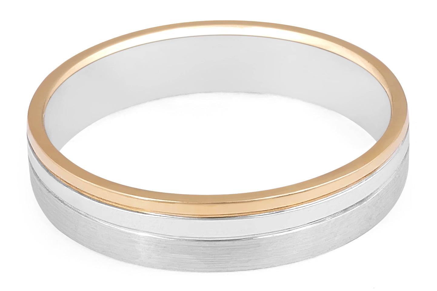 18 Karat 2 tone White and Yellow Gold 4.00MM Gents wedding band - DG & Co. Jewellery