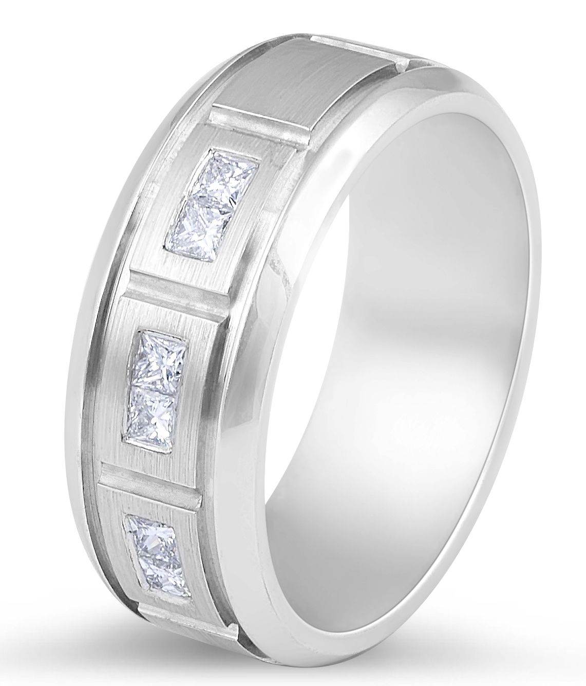 9 Karat Diamond Gents Wedding Band Princess Cut Burnish Setting Emery and Fine Finish - DG & Co. Jewellery