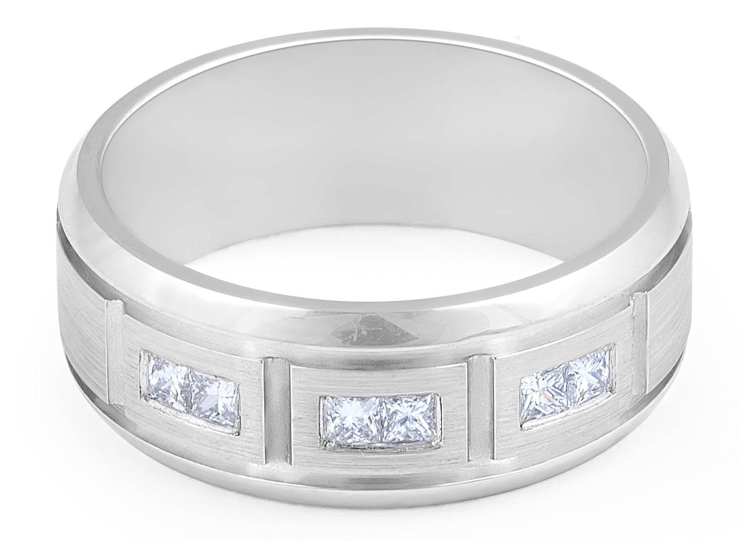 9 Karat Diamond Gents Wedding Band Princess Cut Burnish Setting Emery and Fine Finish - DG & Co. Jewellery