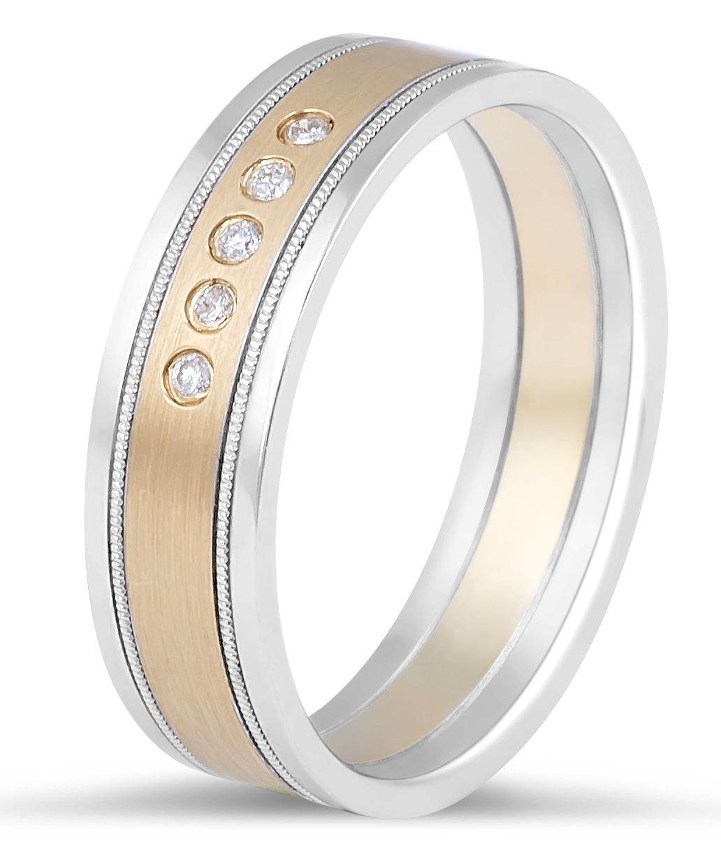 18 Karat 2 tone Gents diamond wedding band - DG & Co. Jewellery