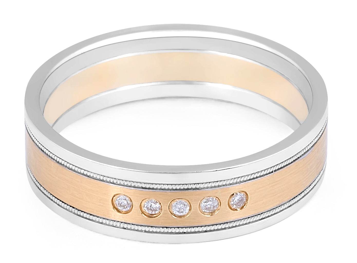 18 Karat 2 tone Gents diamond wedding band - DG & Co. Jewellery