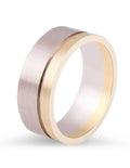 18 Karat 2-Tone Gents Wedding Ring with Inlay Details Polished and Emery Fine Finish - DG & Co. Jewellery