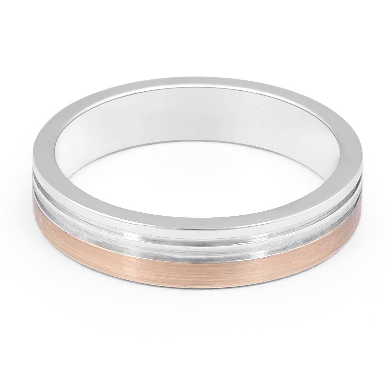 18 Karat 2-Tone Gents Wedding Band with Double Inlay Accent - DG & Co. Jewellery