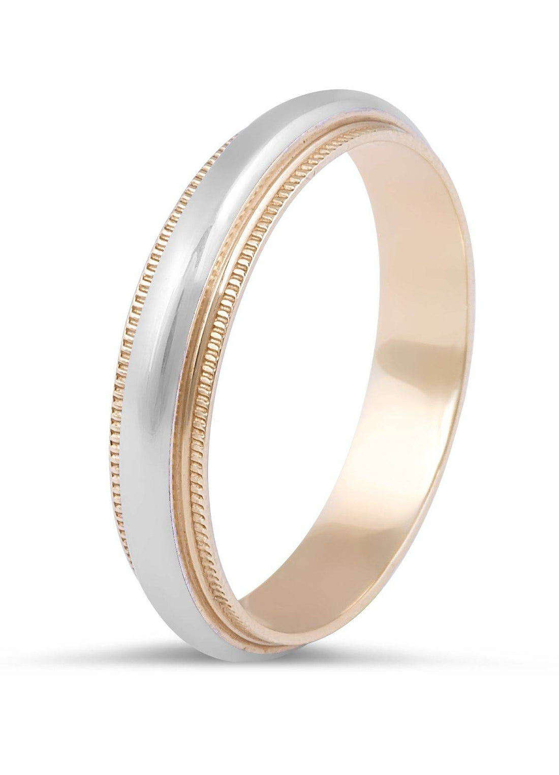 18 Karat 2-Tone Gents Wedding Ring with Milgrain Edges - DG & Co. Jewellery