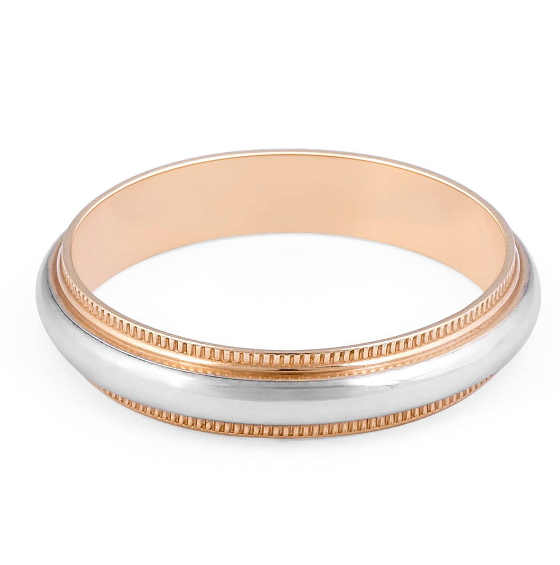 18 Karat 2-Tone Gents Wedding Ring with Milgrain Edges - DG & Co. Jewellery