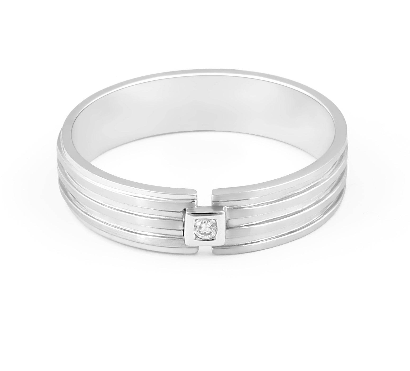 Gents Wedding Diamond Band 5MM Bezel Setting In 18K White Gold - DG & Co. Jewellery