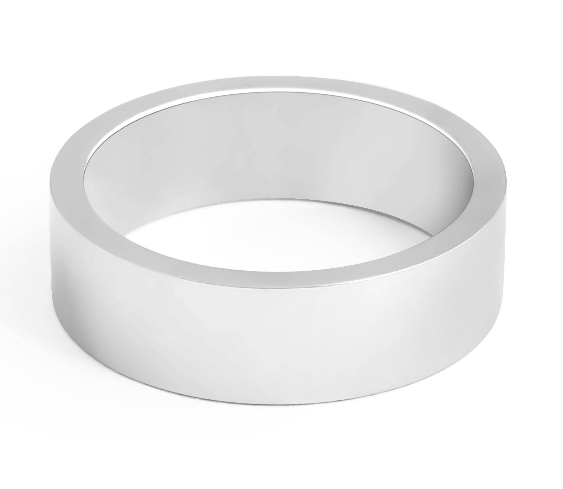 Gents Wedding Band with flat profile and straight edges In 6.0MM Width - 18K White - DG & Co. Jewellery