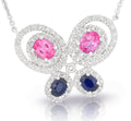 Diamond and Sapphire Butterfly Pendant in 14 Karat White Gold - DG & Co. Jewellery