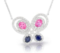 Diamond and Sapphire Butterfly Pendant in 14 Karat White Gold - DG & Co. Jewellery
