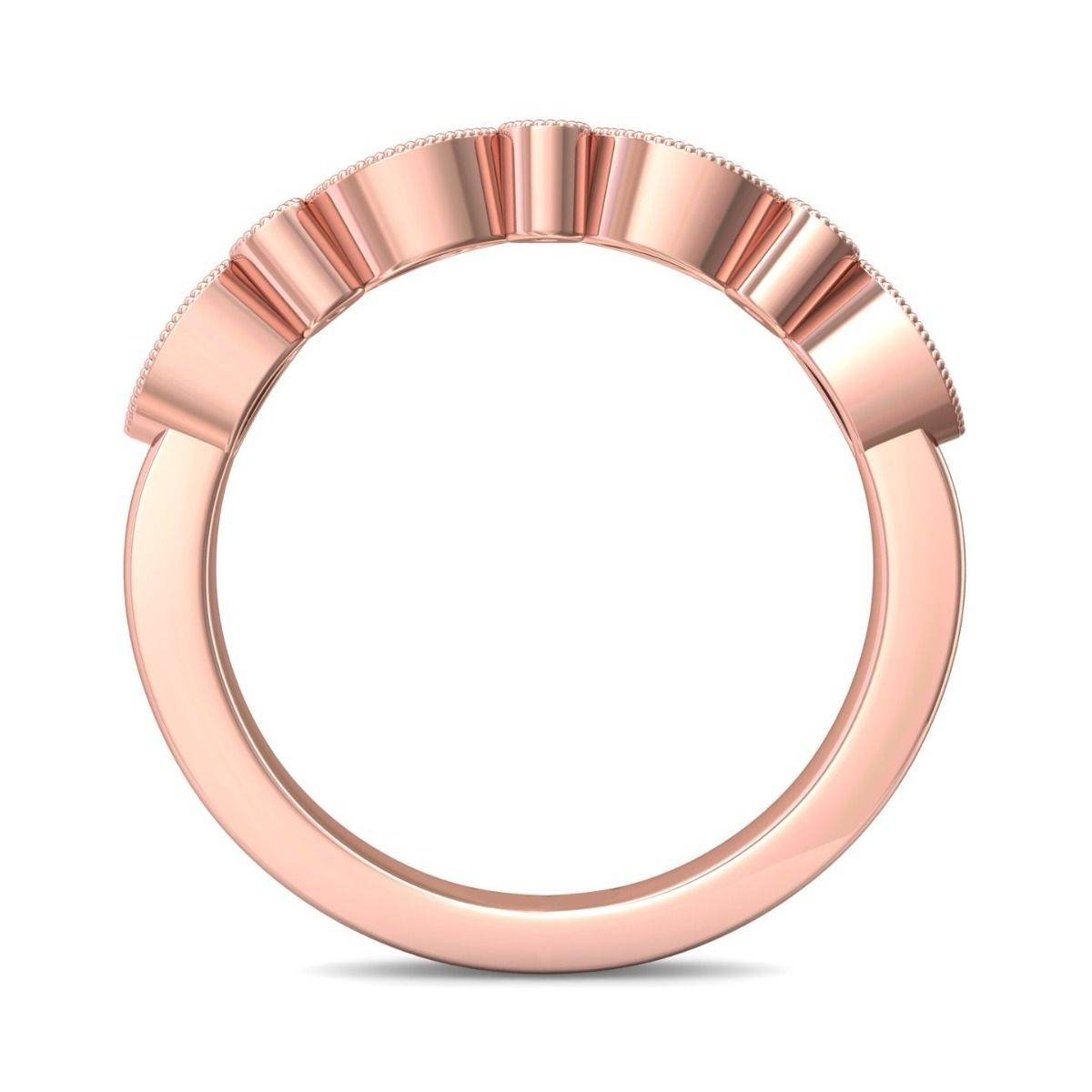 Milgrain Vintage Marquise and Dot Bezel And Share Prong Setting Round Cut Diamond Wedding Rind In 18K Rose Gold - DG & Co. Jewellery