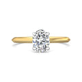 Oval Cut Solitaire Diamond Engagement Ring 4 Claw Setting In a Knife Edge Plain Band - 18K Yellow - DG & Co. Jewellery