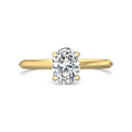 Oval Cut Solitaire Diamond Engagement Ring 4 Claw Setting In a Knife Edge Plain Band - 18K Yellow - DG & Co. Jewellery