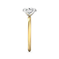 Oval Cut Solitaire Diamond Engagement Ring 4 Claw Setting In a Knife Edge Plain Band - 18K Yellow - DG & Co. Jewellery