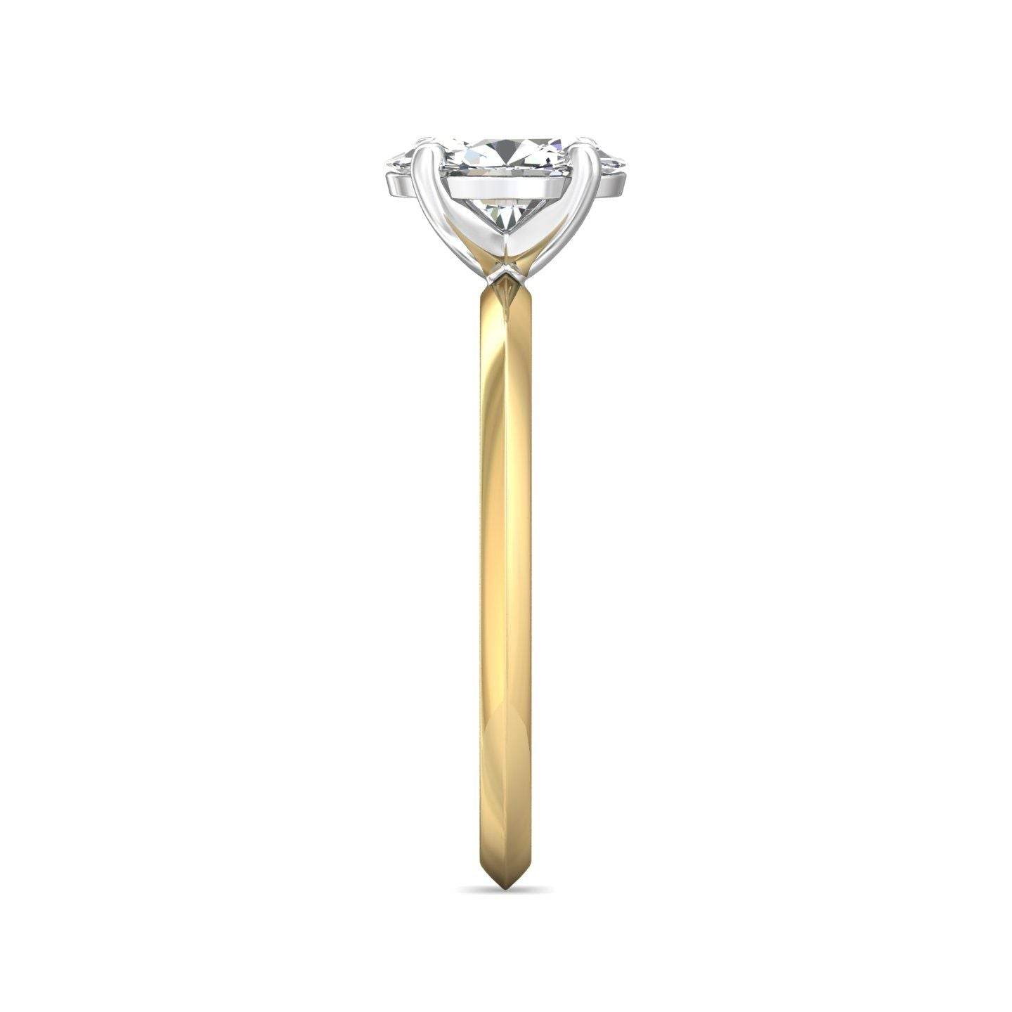 Oval Cut Solitaire Diamond Engagement Ring 4 Claw Setting In a Knife Edge Plain Band - 18K Yellow - DG & Co. Jewellery